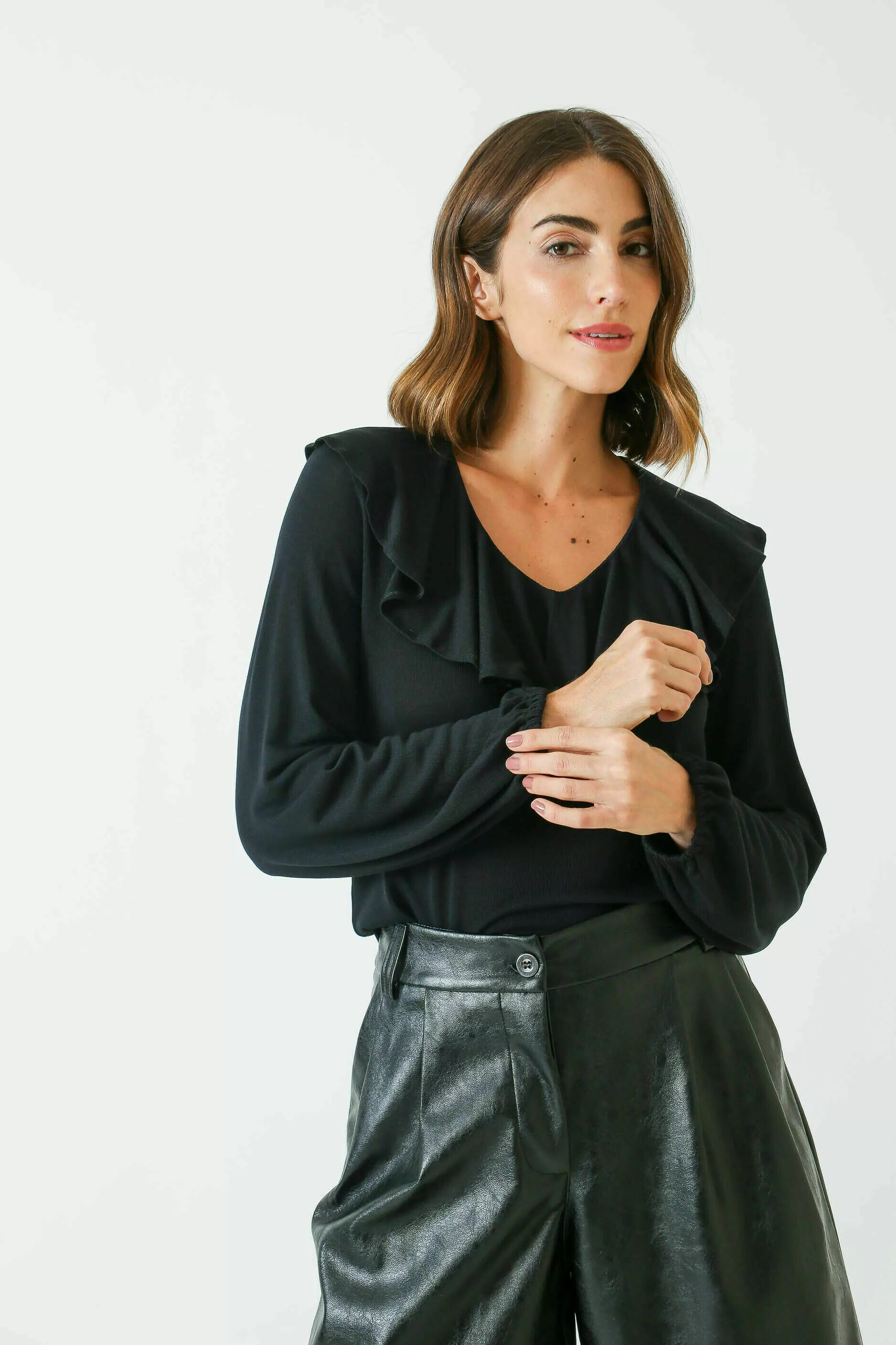 Blusa Livy Babados Manga Longa