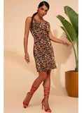 Vestido Flor do Caribe Curto Animal Print Onça